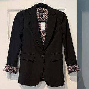 NWOT Victoria's Secret Black Blazer with Leopard Print Details